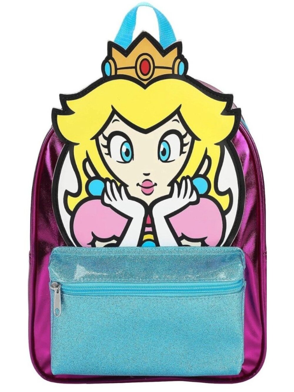 Nintendo Super Mario Bioworld Princess Peach mini Backpack Glitter Zip NWT